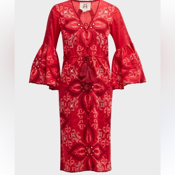 Figue Minette Cross-Stitch Embroidered Midi Dress size S - Picture 1 of 3